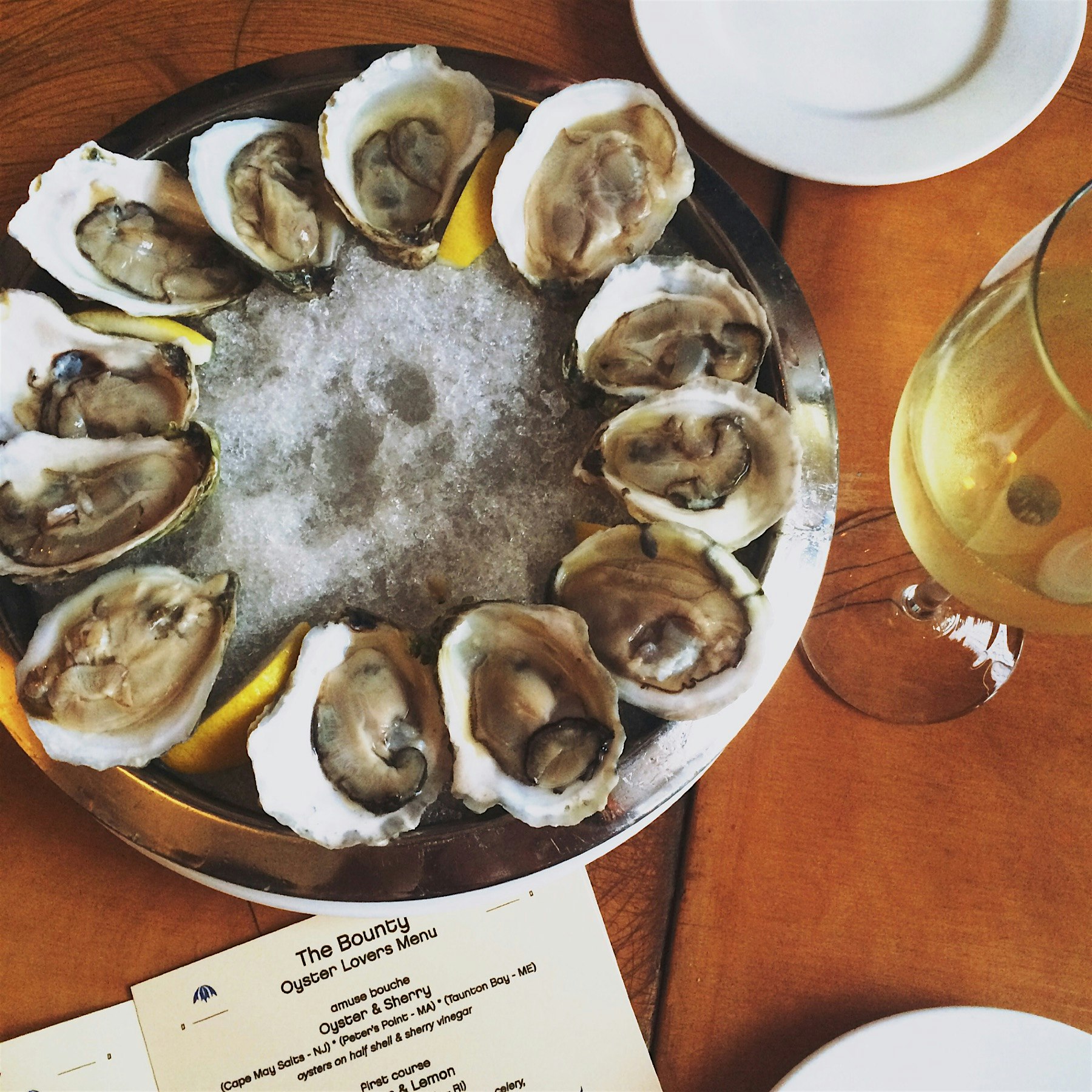 First course of an amazing custom-developed oyster dinner at The Bounty NYC in Greenpoint, BK. 