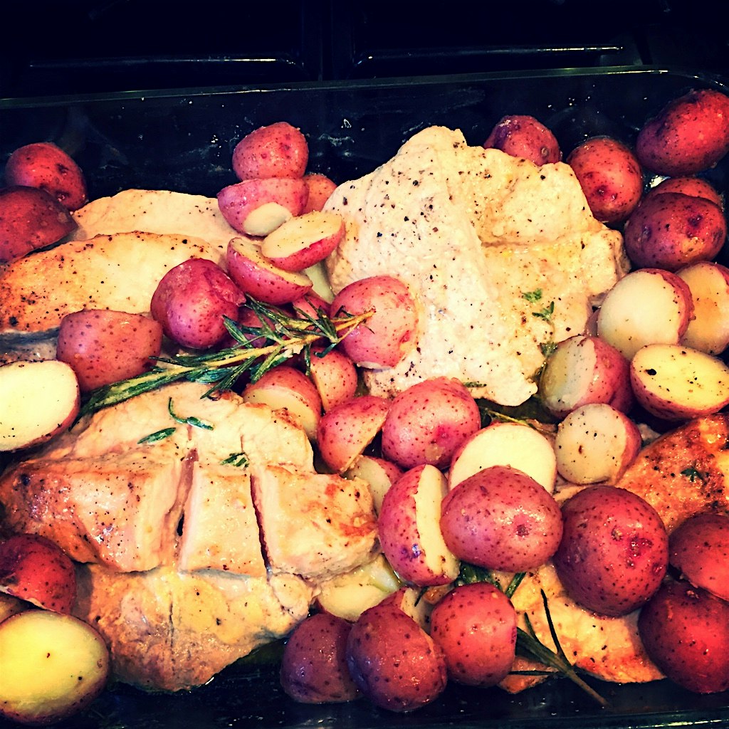 These amazing butterflied pork loins, local grown potatoes and home grown herbs don't need anythi...