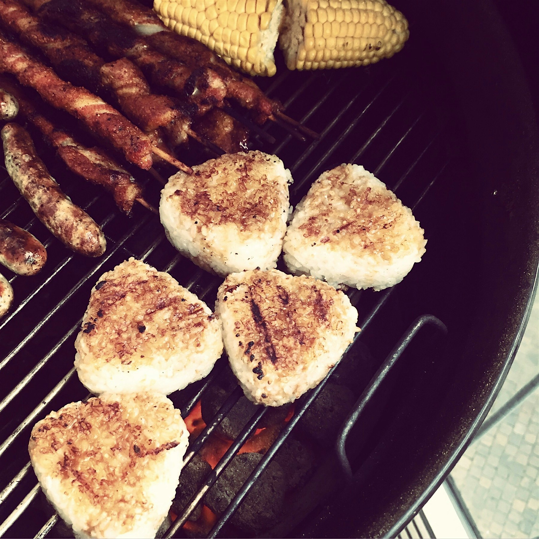 Love these Yaki-onigiris! Plain onigiris brushed with butter/Tamari sauce then grilled on a barbe...
