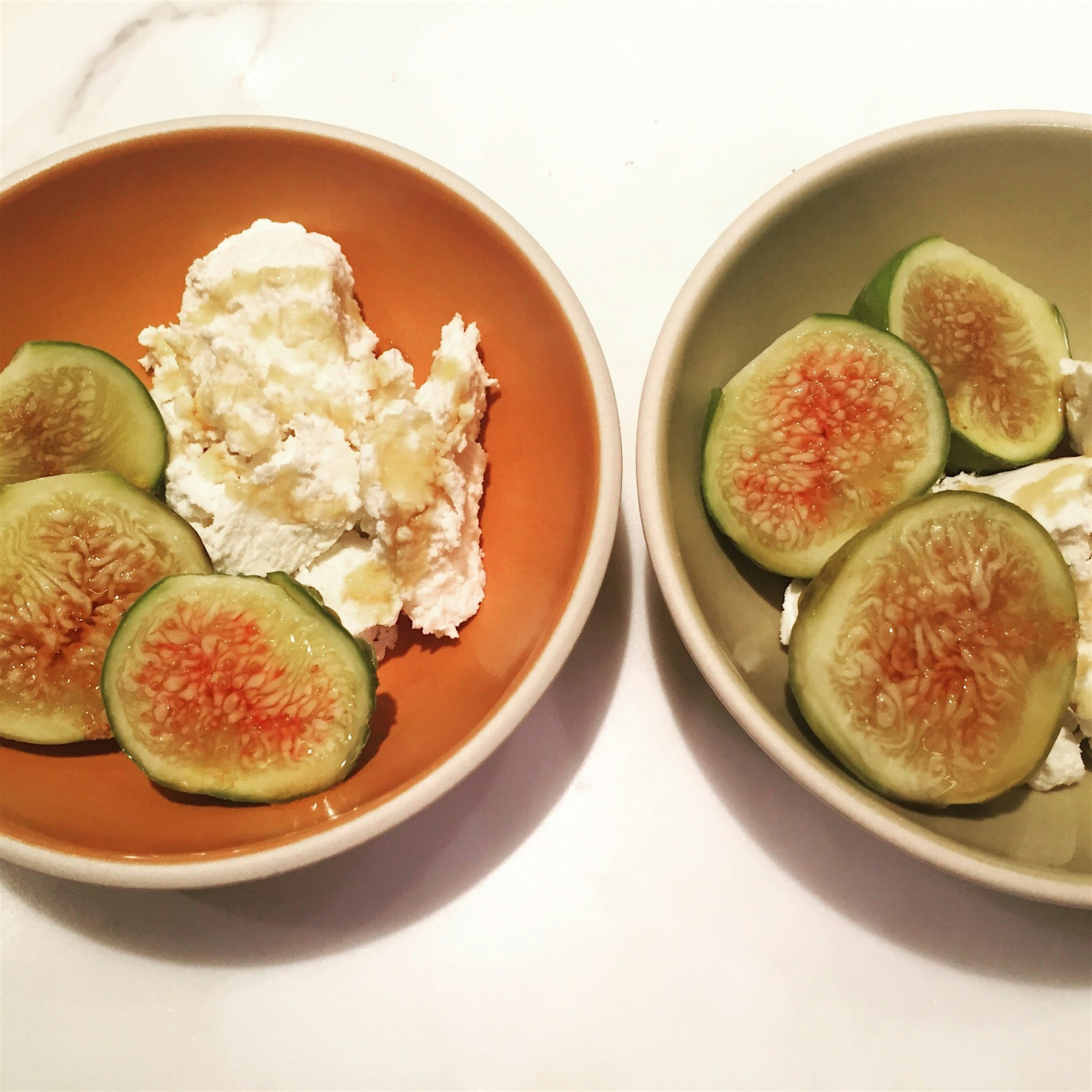 Kadota figs, ricotta and honey for a delicious late summer dessert.
