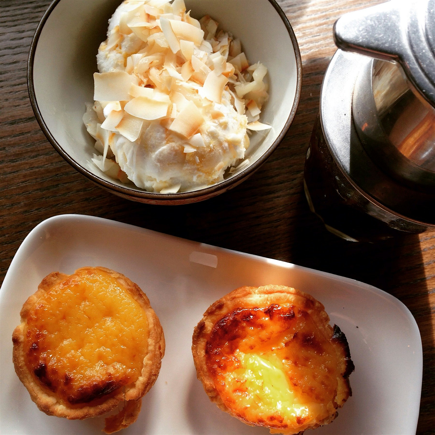 The best of Southeast Asia: custard tarts (Portuguese-style), salted coconut & mango ice-cream, V...