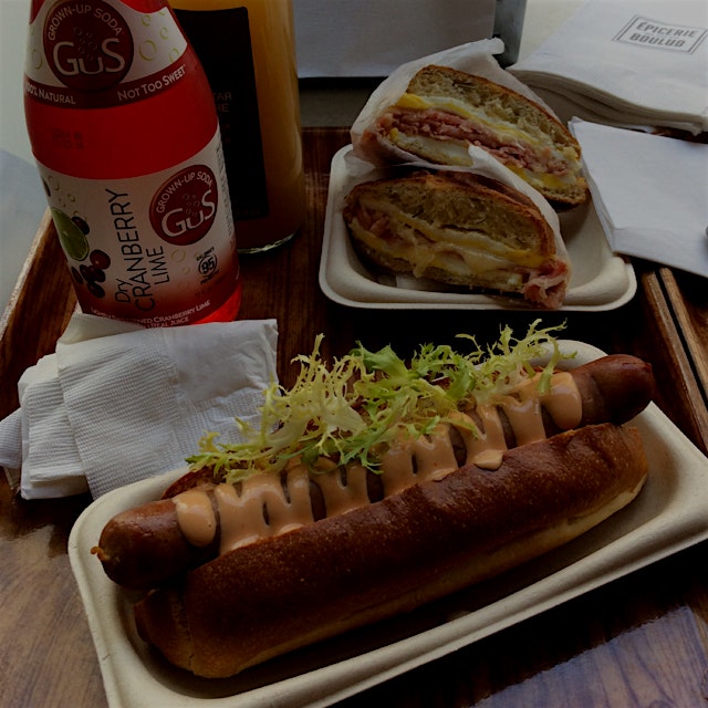 A house made beef hot dog is the foundation of the DBGB dog - Daniel Boulud's take of the all-
Am...