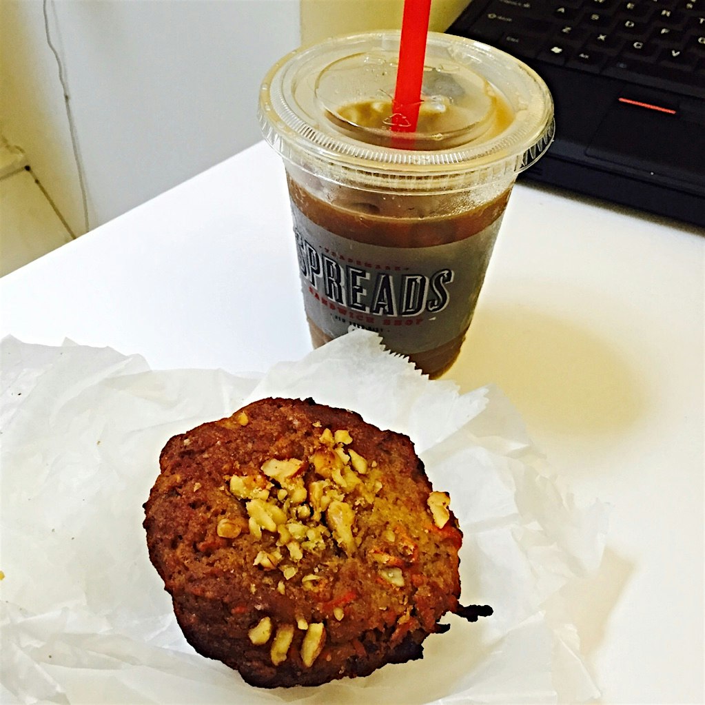 Spreads carrot muffin and cold brew makes Monday morning better 