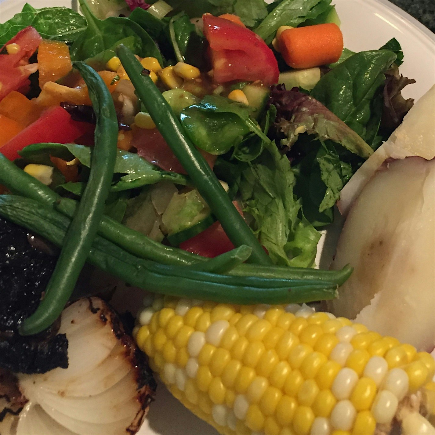 awesome veggies awaiting meat from bbq to go on top