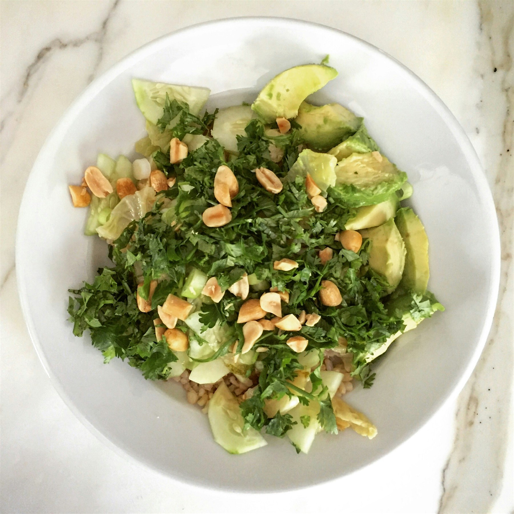 Veggie teriyaki bowl for lunch- it's so green!