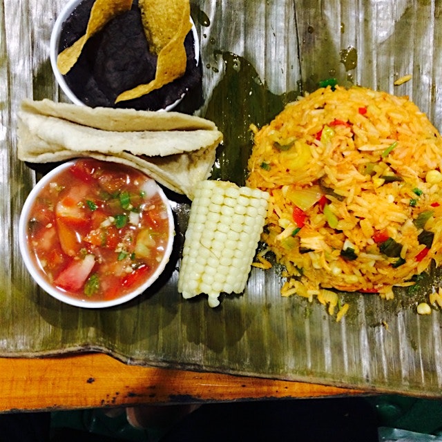 Arroz Con Pollo Served with Salsa, Bean & Tortilla. 
Authentic Costa Rican Dinner at La Casona De...