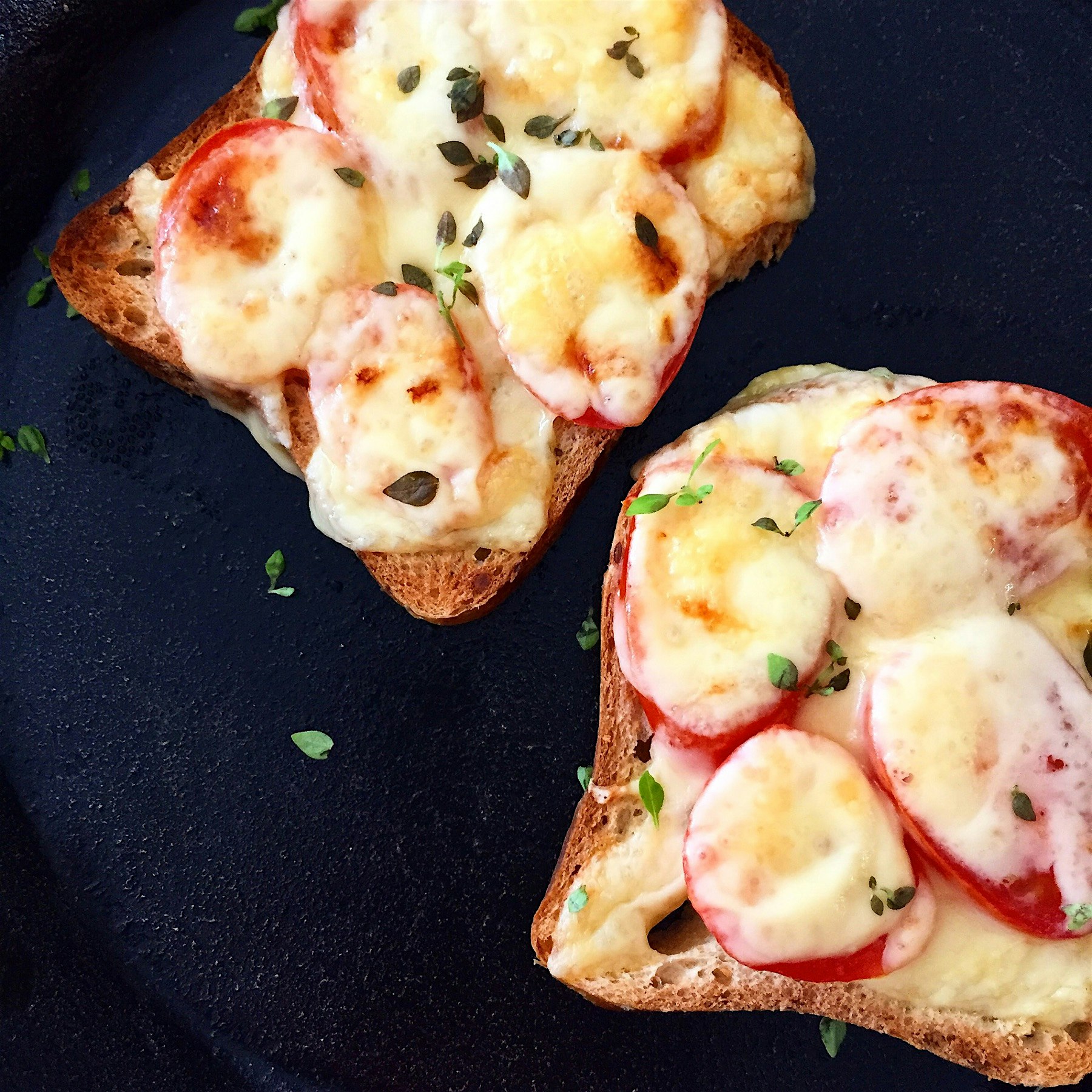 Grilled tomato and cheese on toast! Simple and delicious! 
