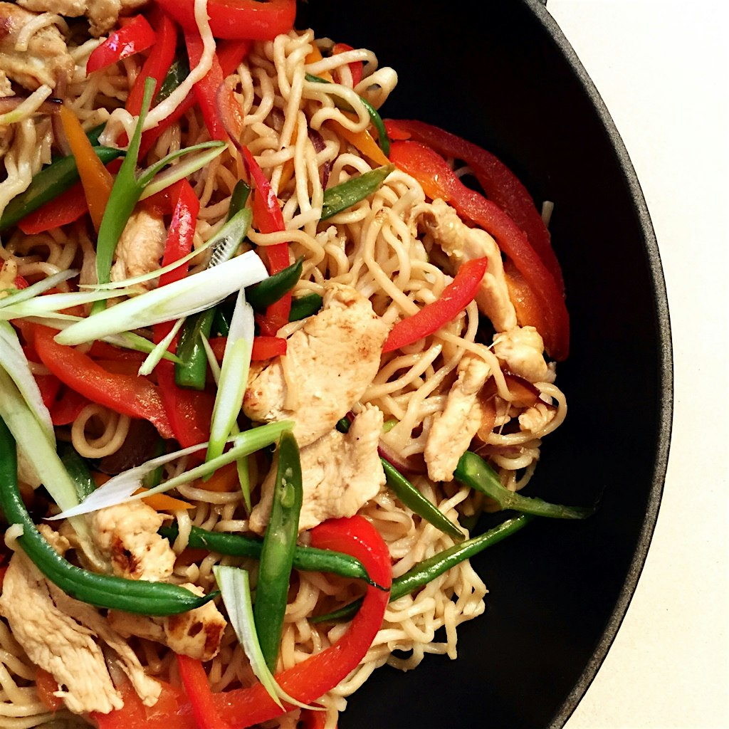 Our first Marley Spoon meal: Asian fried noodles with vegetables and chicken. Thank you so much @...