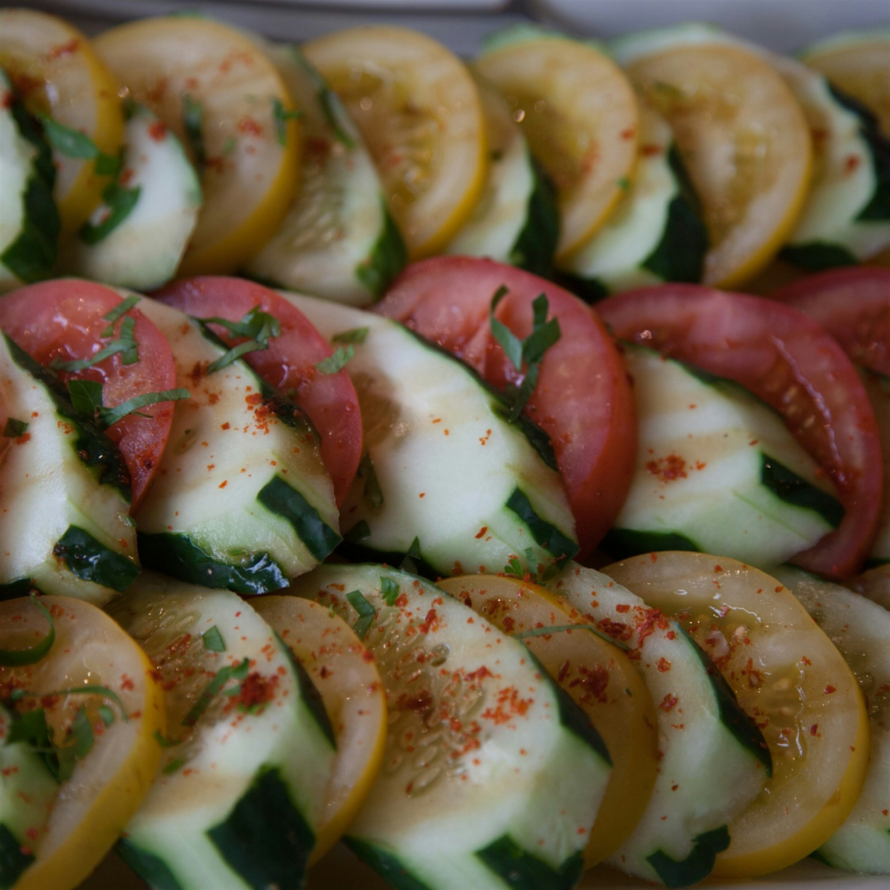 End of summer special: cukes, tomatoes and fresh basil!