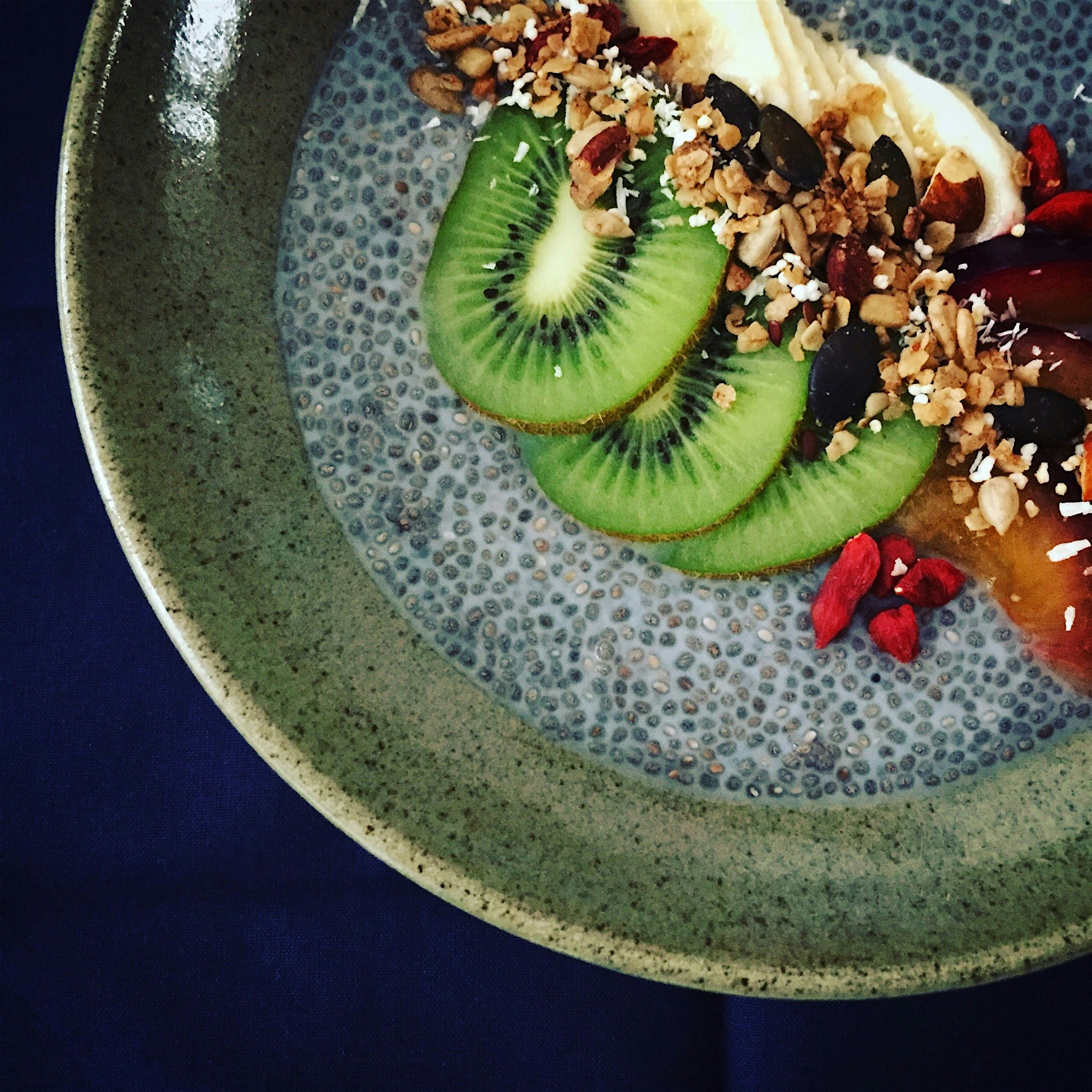 Chia breakfast bowl with homemade cinnamon granola. The best part is the bowl I am using for was ...