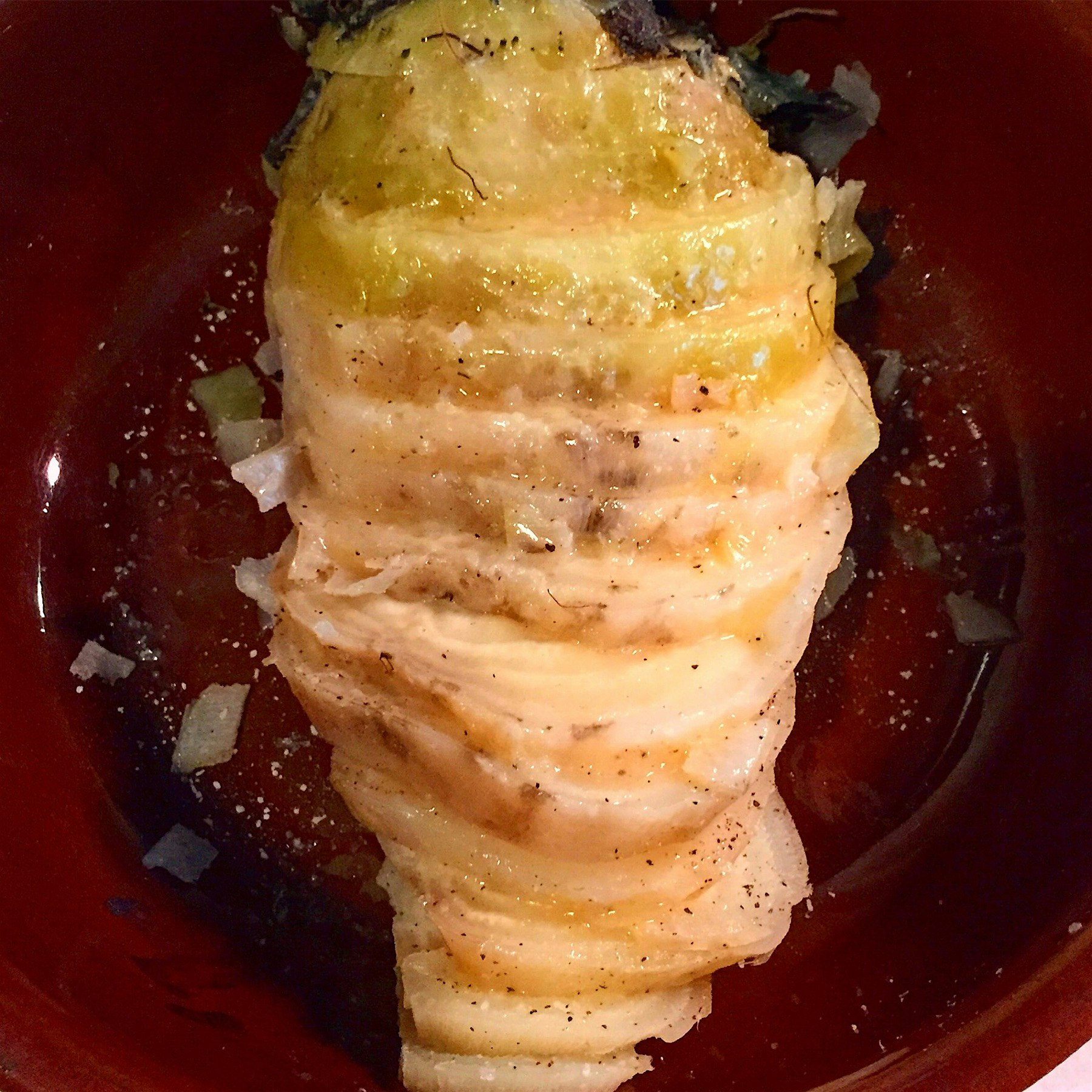 Roasted sugar beets basted in butter. Oh my, so sweet and really really tasty. 