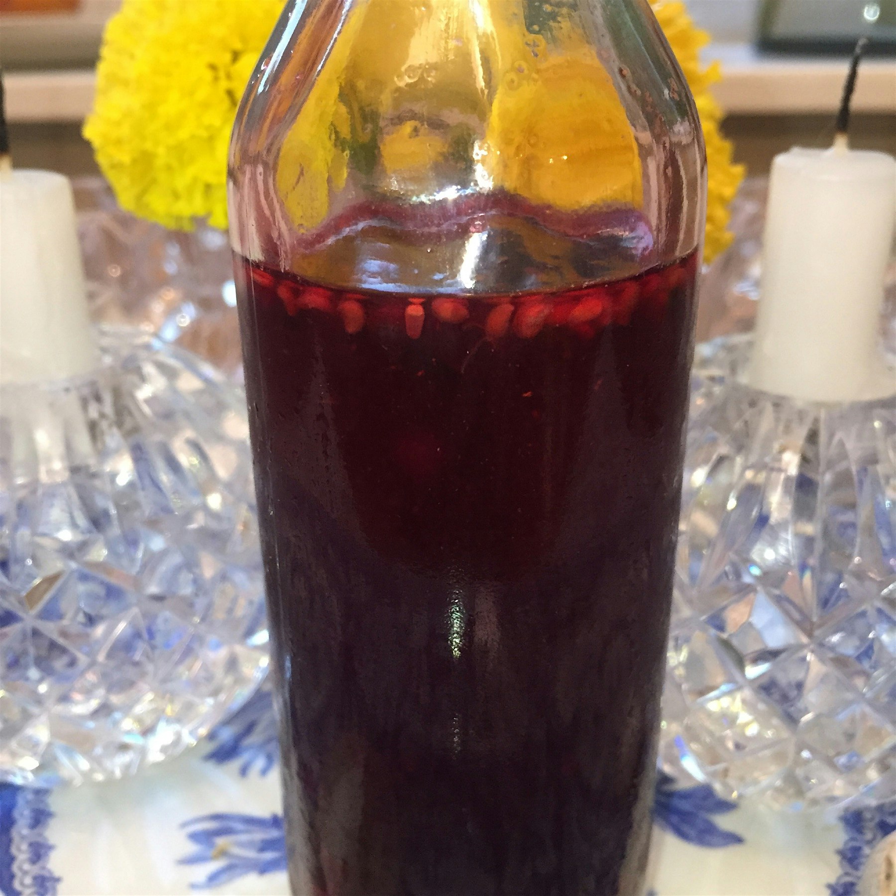 Elderberry-infused white vinegar. 