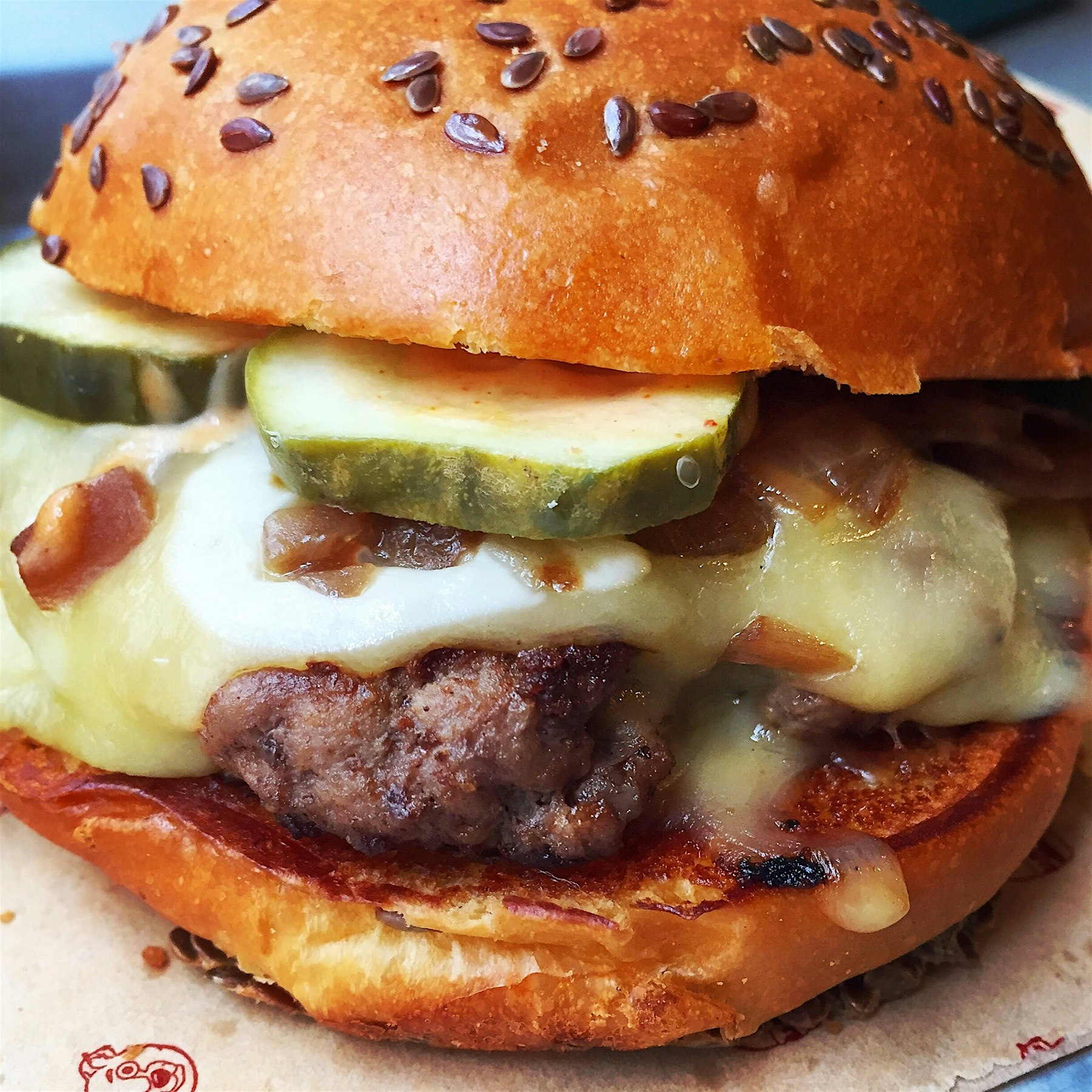 Getting up close and personal with Bareburger's Standard burger this morning. 