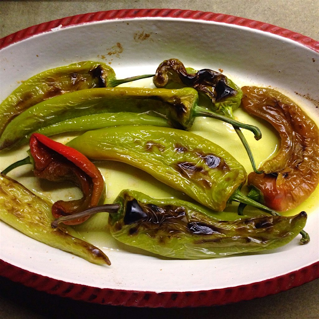 Blistered peppers, three levels of hotness!