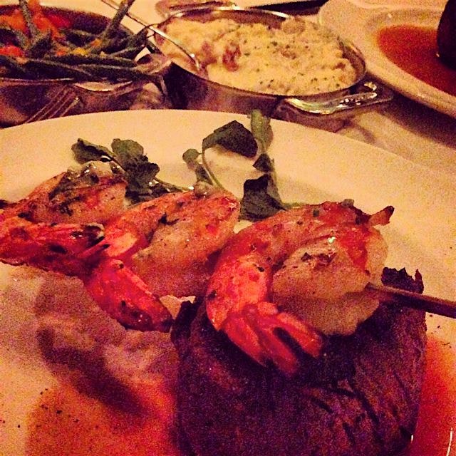 Filet mignon and jumbo shrimp at Capital Grille in my hometown of Boston, Mass. for restaurant we...