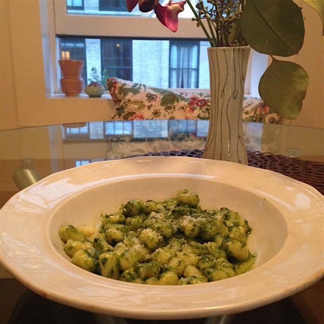 Simple gnocchi and pesto for a Saturday meal