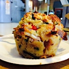 Had breakfast with a Noam, food change maker and founder of http://freshcornercafe.com an incredible food access org in downtown Detroit. I had this delicious strata full of local veggies at Avalon breads, a bakery committed to local sourcing, fair practices, & mouthwatering food. Line out the door!