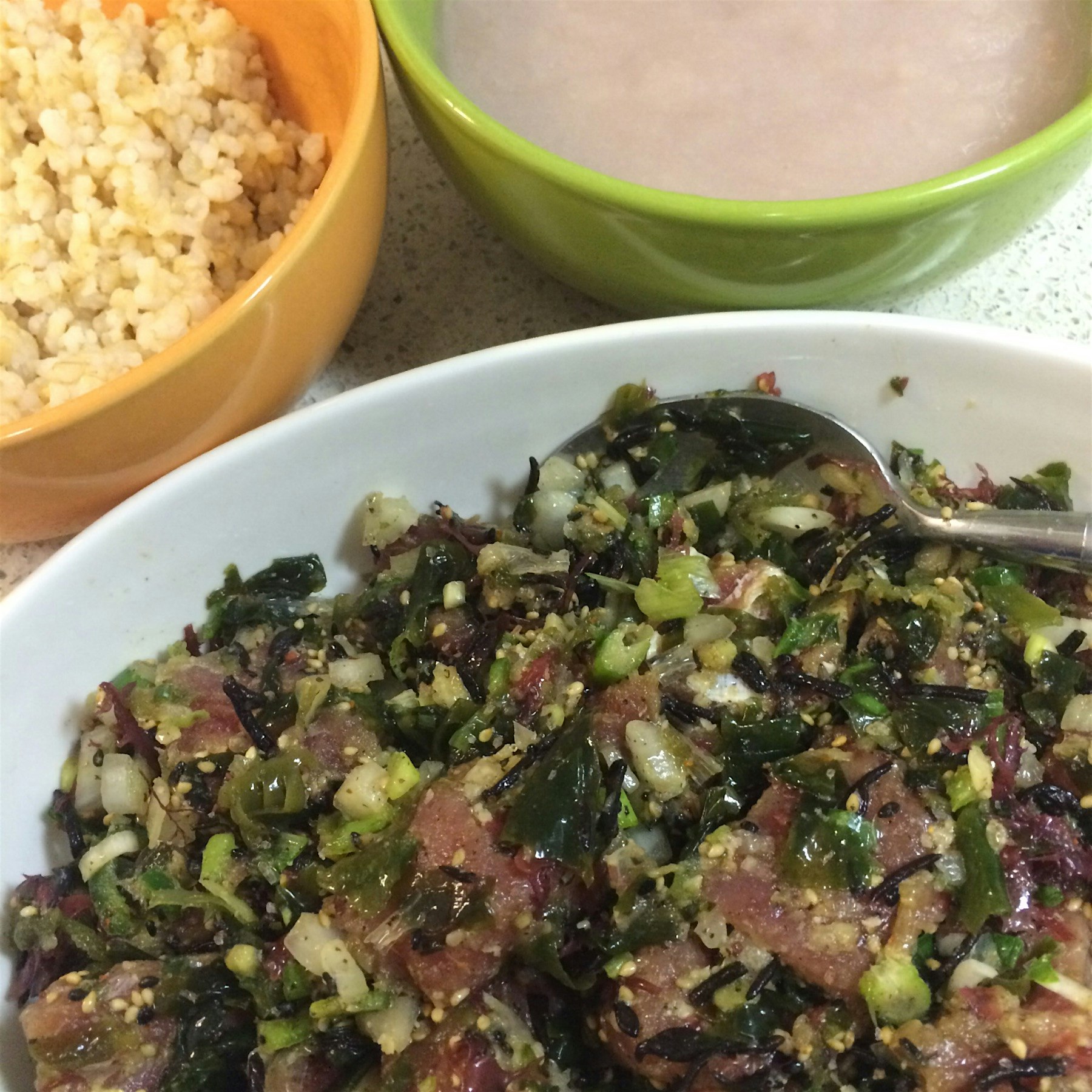 I was missing the taste of Hawai'i so I made some homemade ahi tuna poke