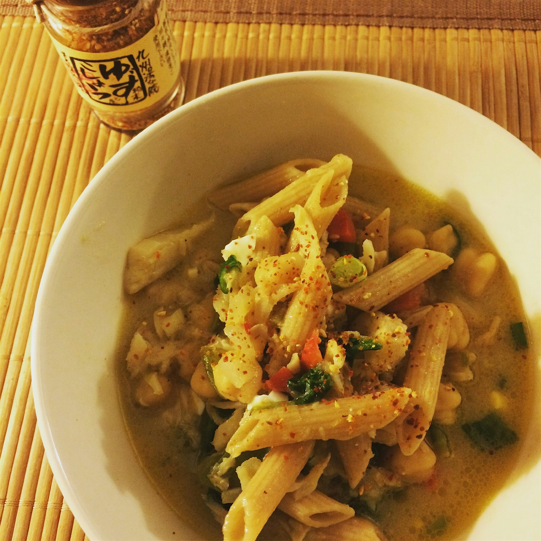 Kicking off some autumnal cookery with a saltfish stew with chickpeas and whole wheat pasta, spic...
