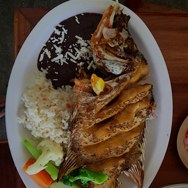 Lots of whole fish consumed in Tulum.  This guy was one of the better renditions -- hog snapper r...