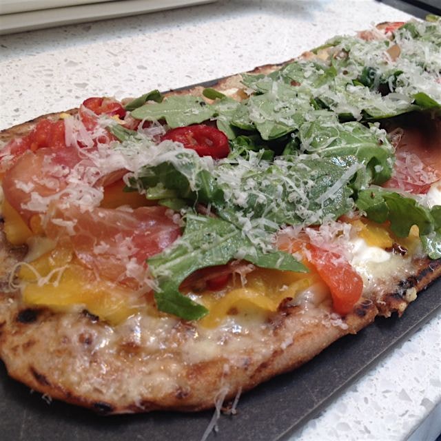 Grilled pineapple and prosciutto--Hawaiian pizza at our Partnerships lunch! @pizzavinotecha