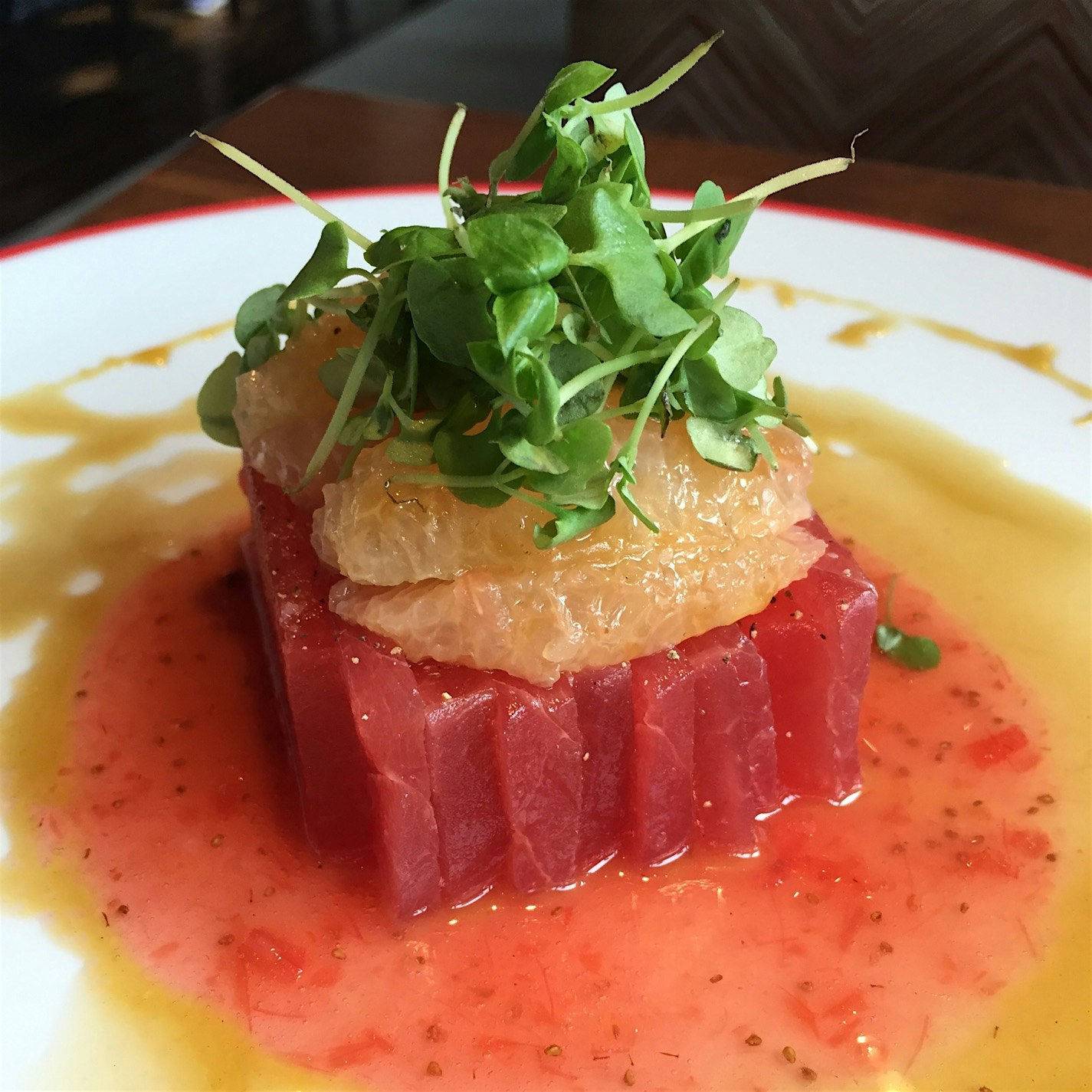 Amazing App of ahi tuna, watermelon and grapefruit. 