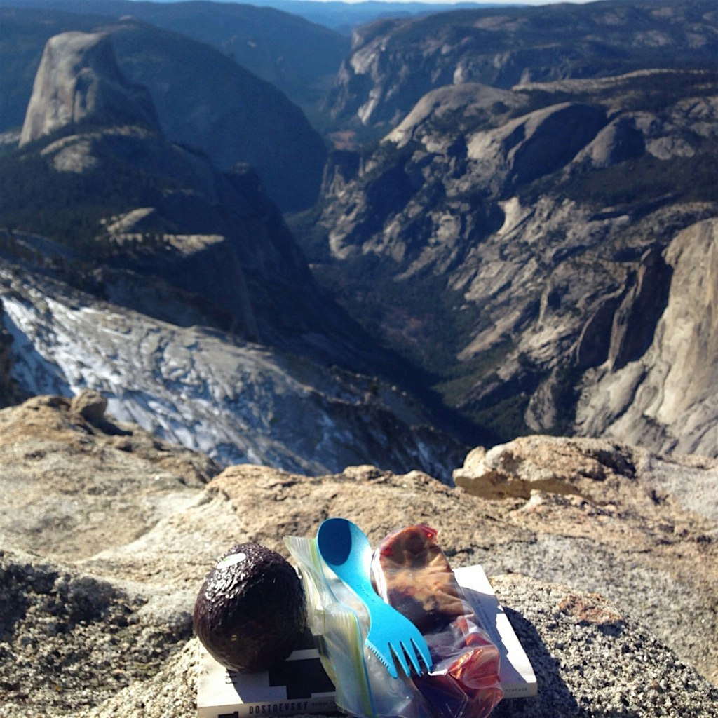 Throwback to a quiet Thanksgiving Dinner '14: looking down on Half Dome halfway through the perfe...