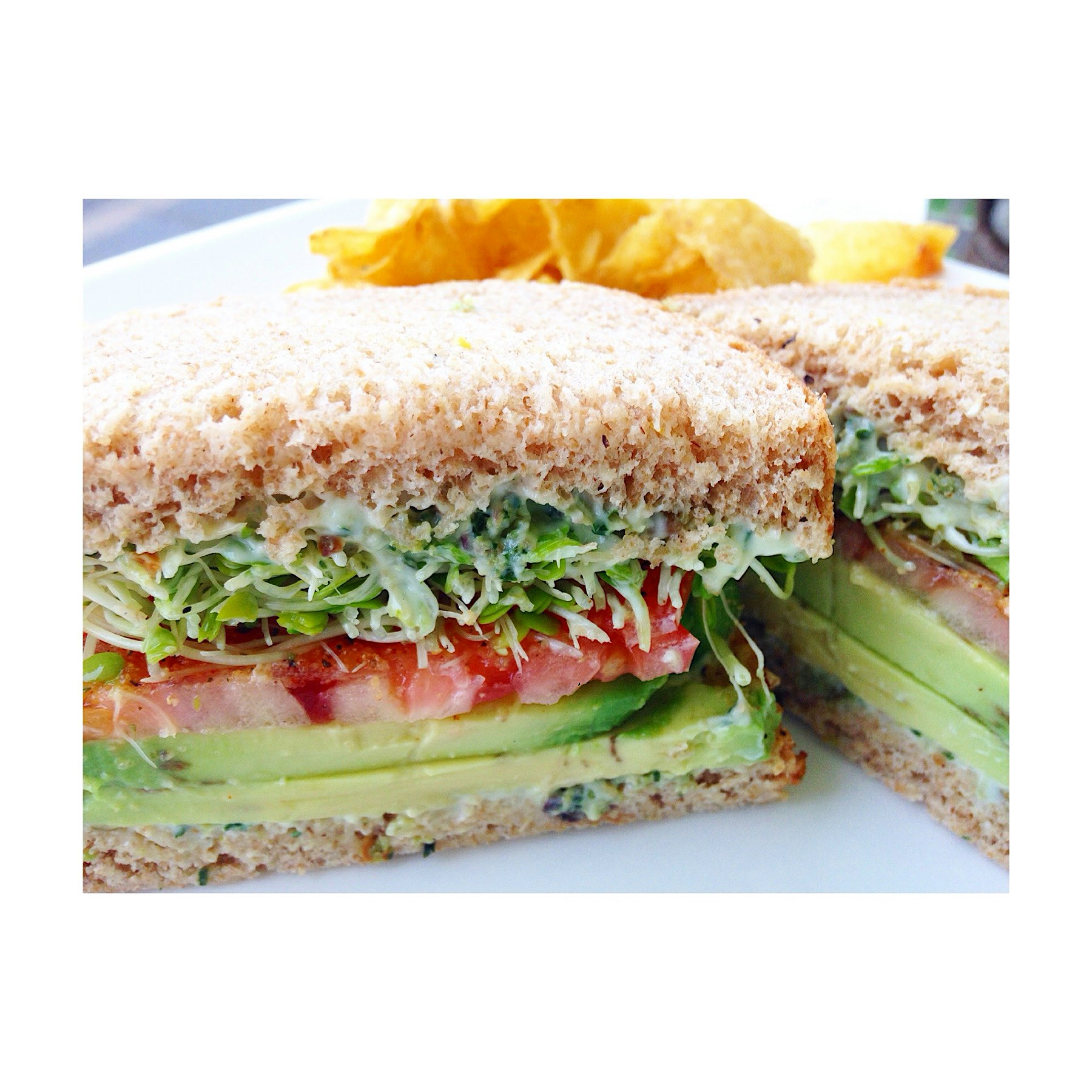 Freshly made kale pesto & avocado sandwich. 