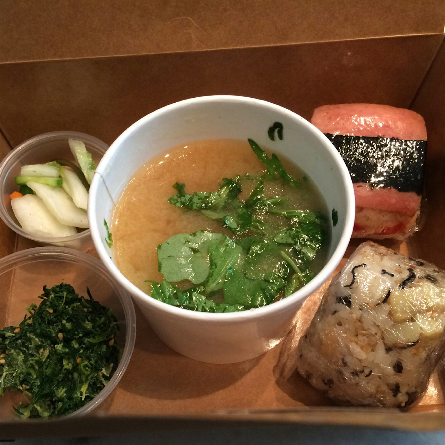 Came across this sweet omusubi cafe in the Flower District where you can get a two sushi rice bal...