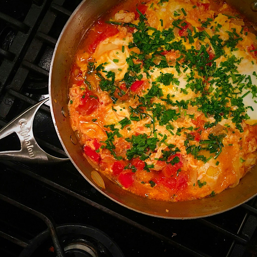We got what may be the last batch of Tomatoes of the season.  😥  Obvi we had to have shakshuka! 