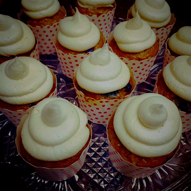 Little Carrot Cake Cupcakes with Cream Cheese Frosting.