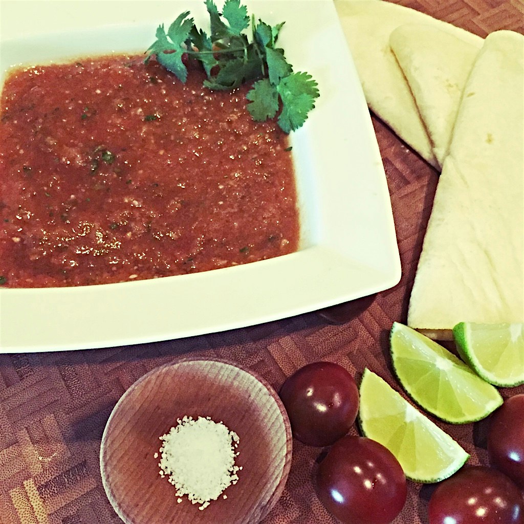 Fresh Kumato salsa.  Love the depth of taste and brown hue of this tasty tomato.