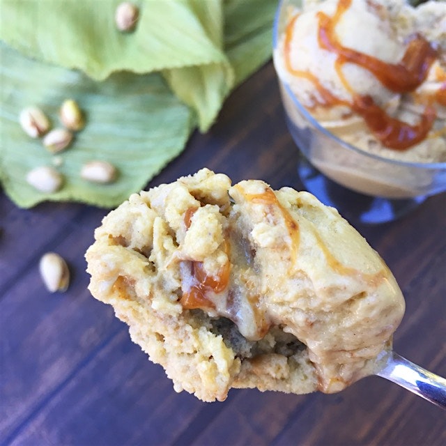 Sorbabes best seller! Pistachio sorbet swirled with sea salted caramel. Best vegan "ice cream" ha...