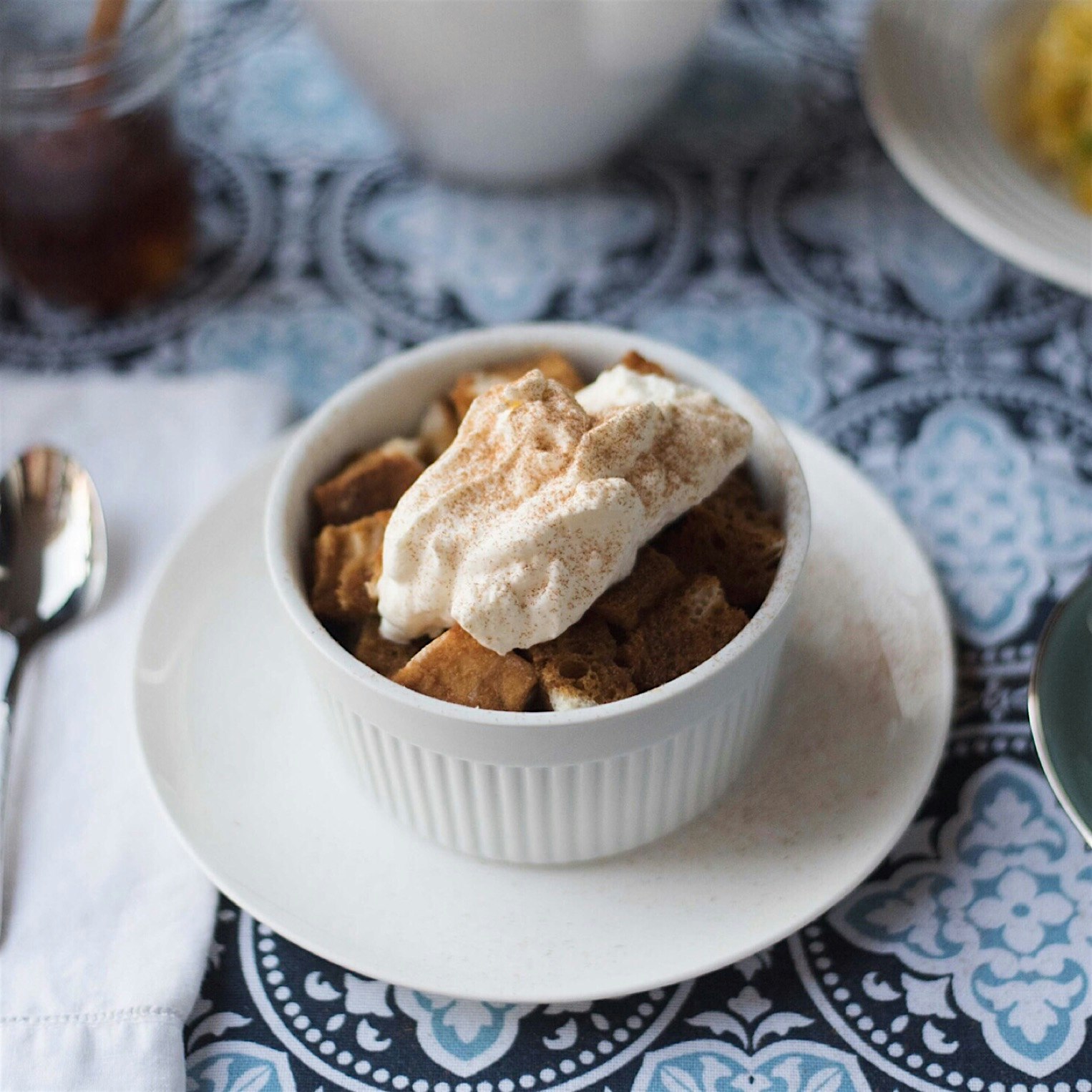 Pumpkin spice latte bread pudding for breakfast 🎃