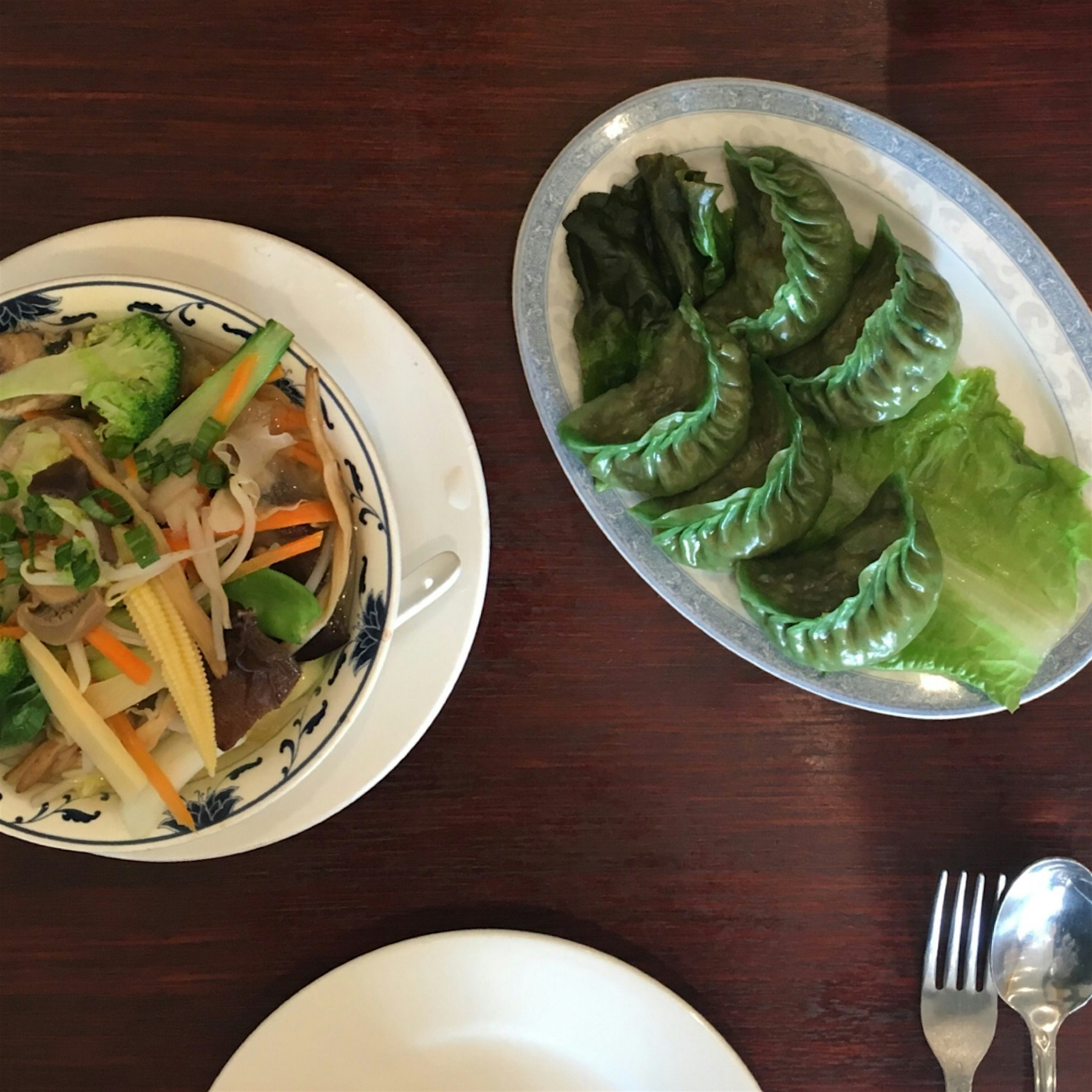 Spinach dumplings and buddha's vegetable soup #GreenYoSelf @FoodDay2015