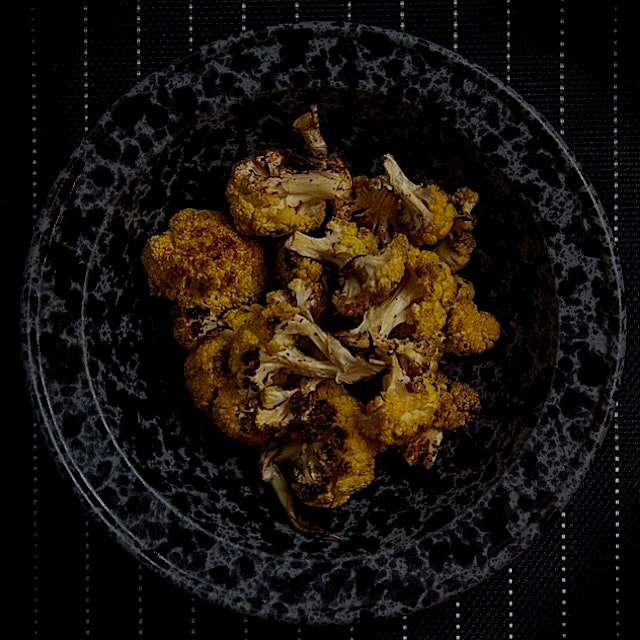 A roasted curried cauliflower dish, if you will! POW!!!