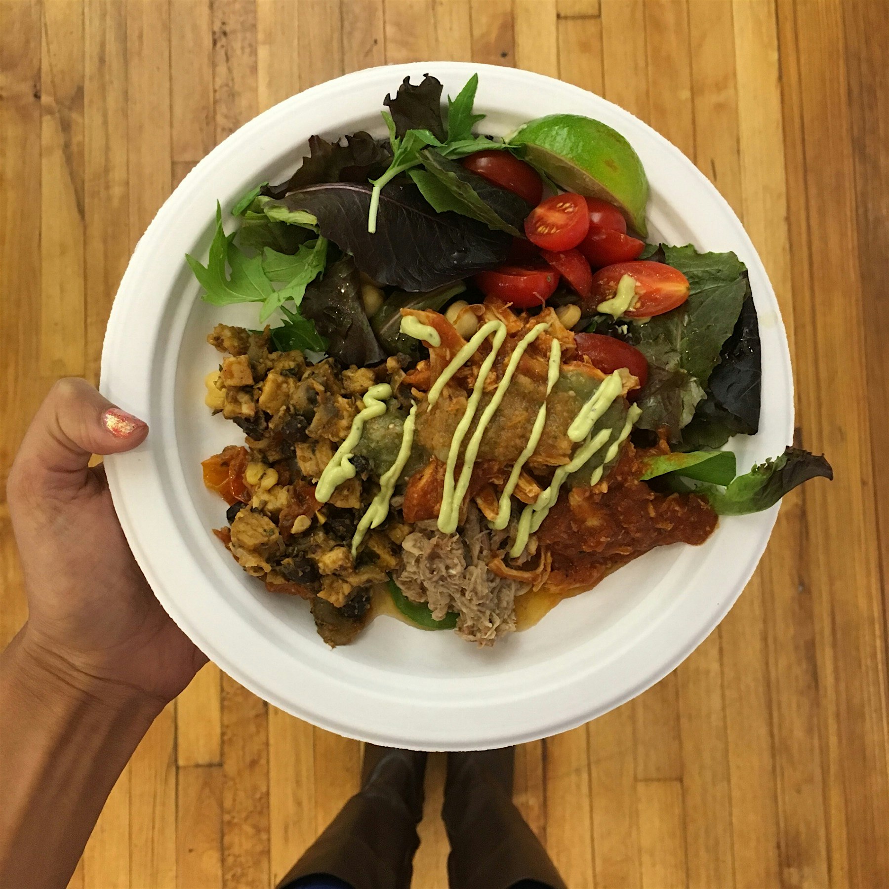 #laterstand tacos on the run, sans tortilla, because somehow I'm still surviving this sugar detox...