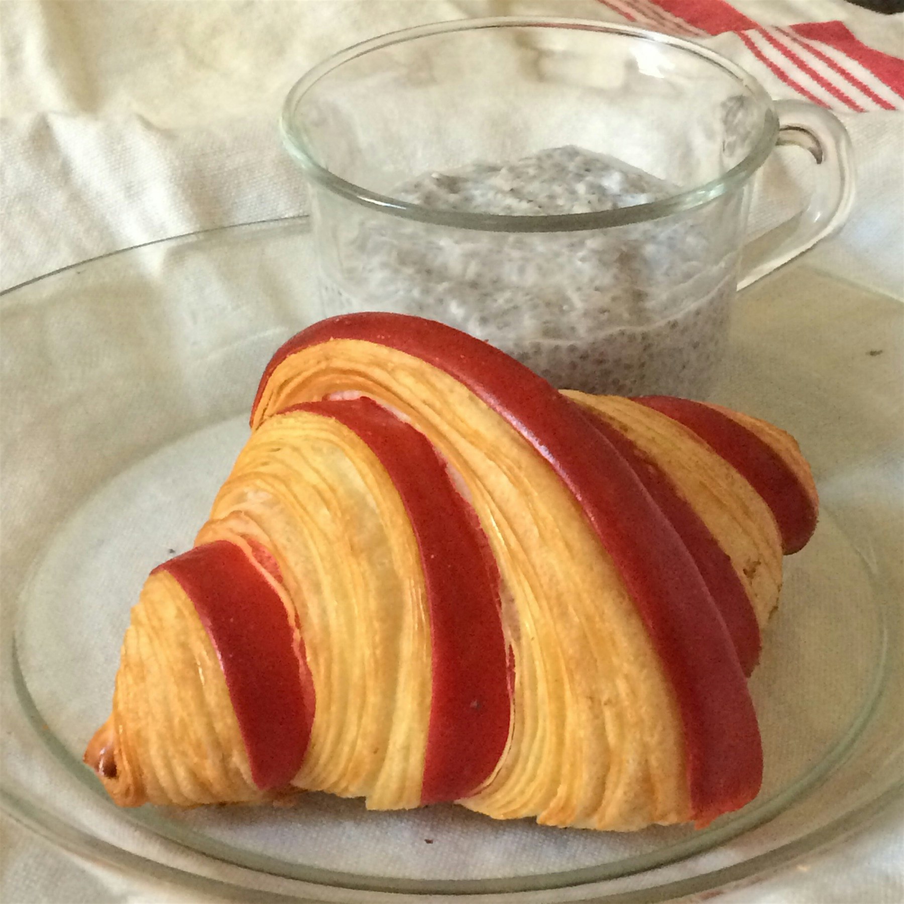 Naughty X Nice breakfast of homemade coconut-chia pudding and bought raspberry-chocolate ganache ...