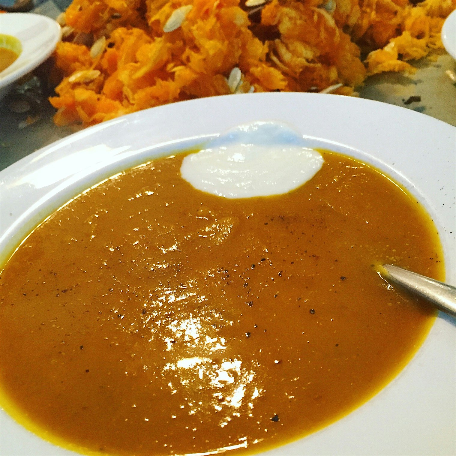 10 hr roasted red kuri squash soup with cowbella yogurt and carving pumpkins with my family. 