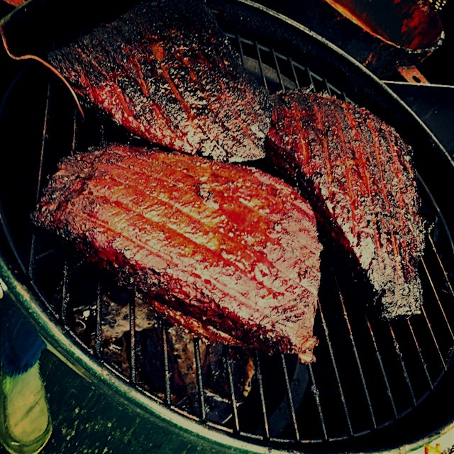 Smoking brisket for the games. 