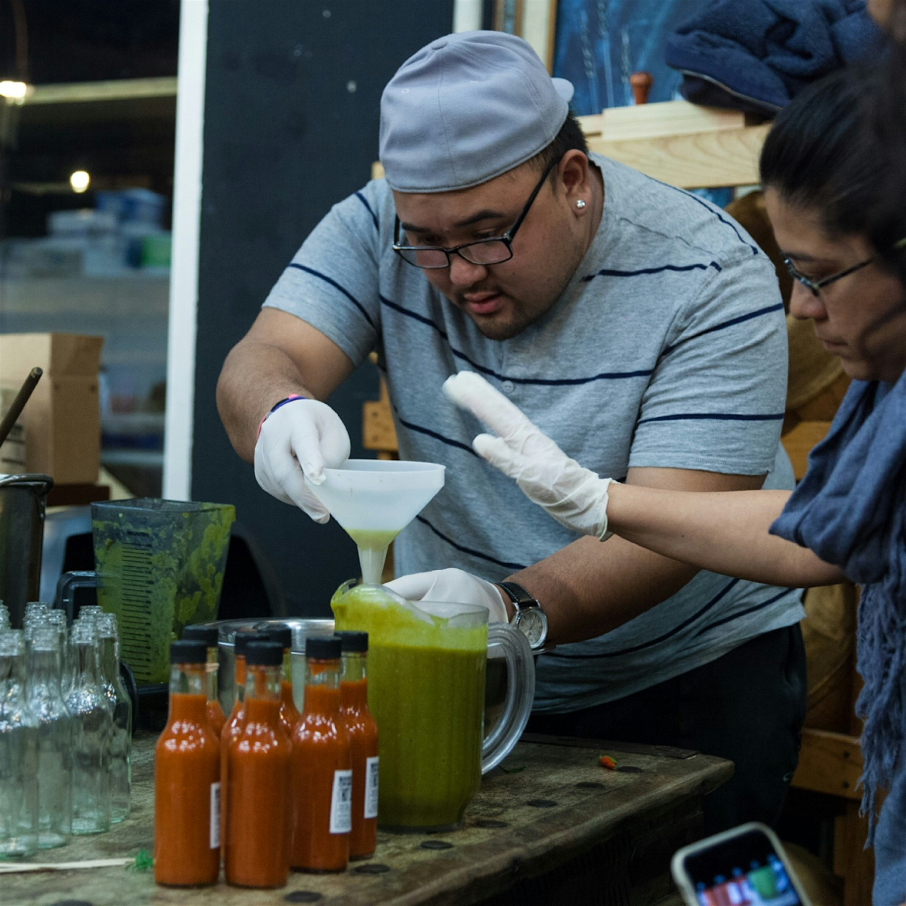With @serveMEnow and Foodstand friends at @brooklyngrange Hot Sauce Workshop where Farmer Ben Fla...