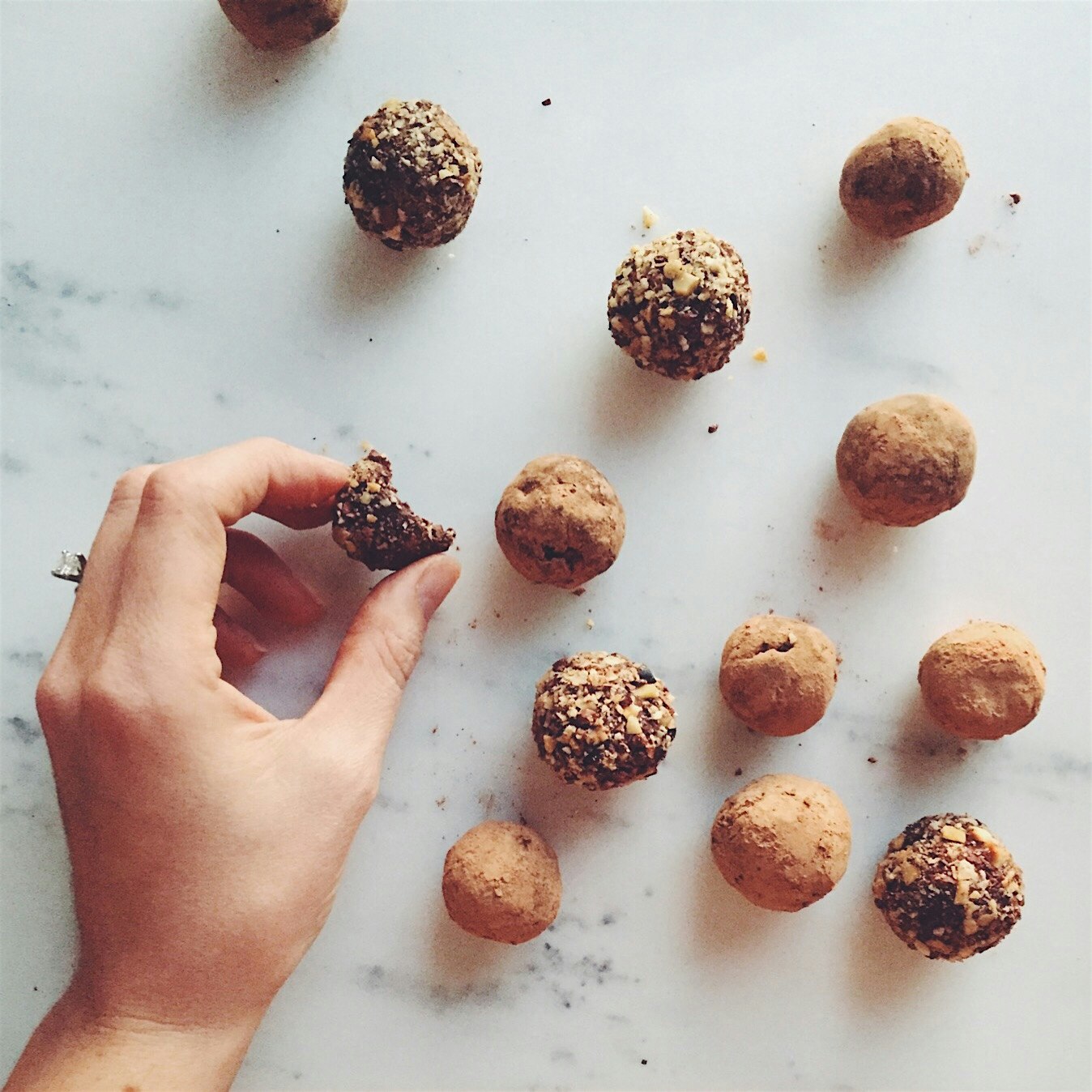 Celebrating #NationalChocolateDay with these vegan chocolate truffles made with French Broad Choc...
