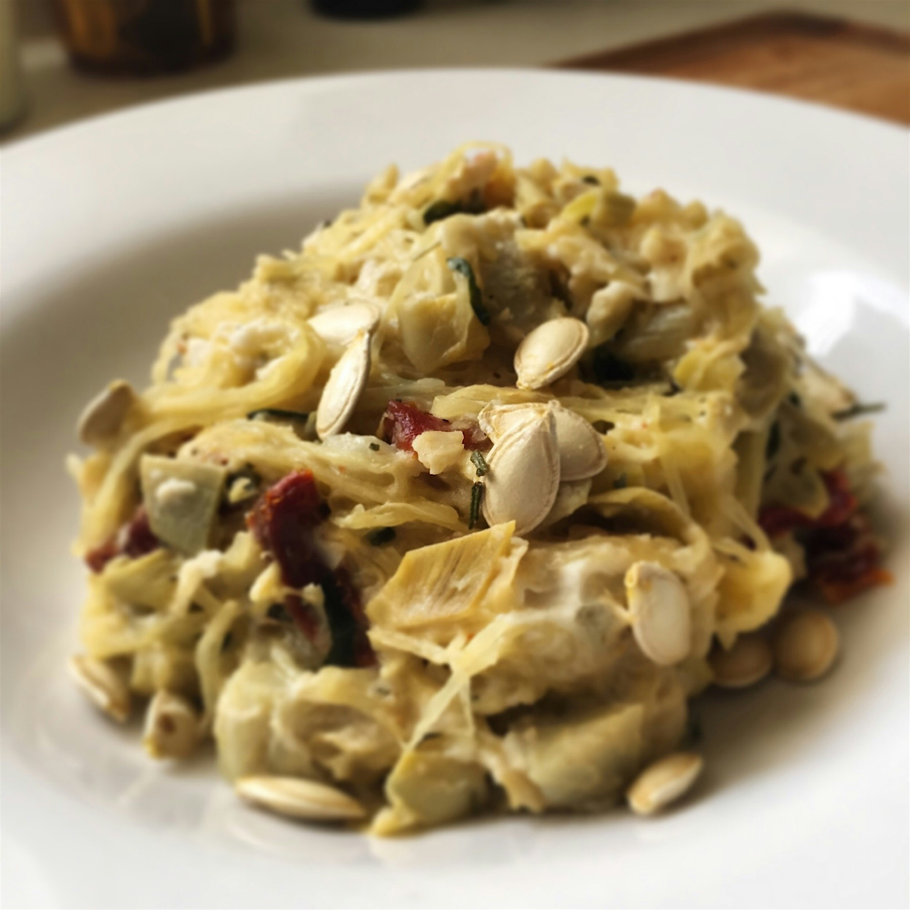 Spaghetti Squash with Toasted Spaghetti Squash Seeds.... #NoFoodWaste